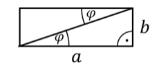 Rechteck mit Diagonale: Wechselwinkel φ an der Diagonalen