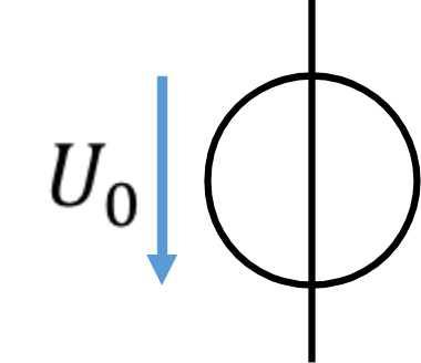 Schaltsymbol der idealen Spannungsquelle mit Quellenspannung U0