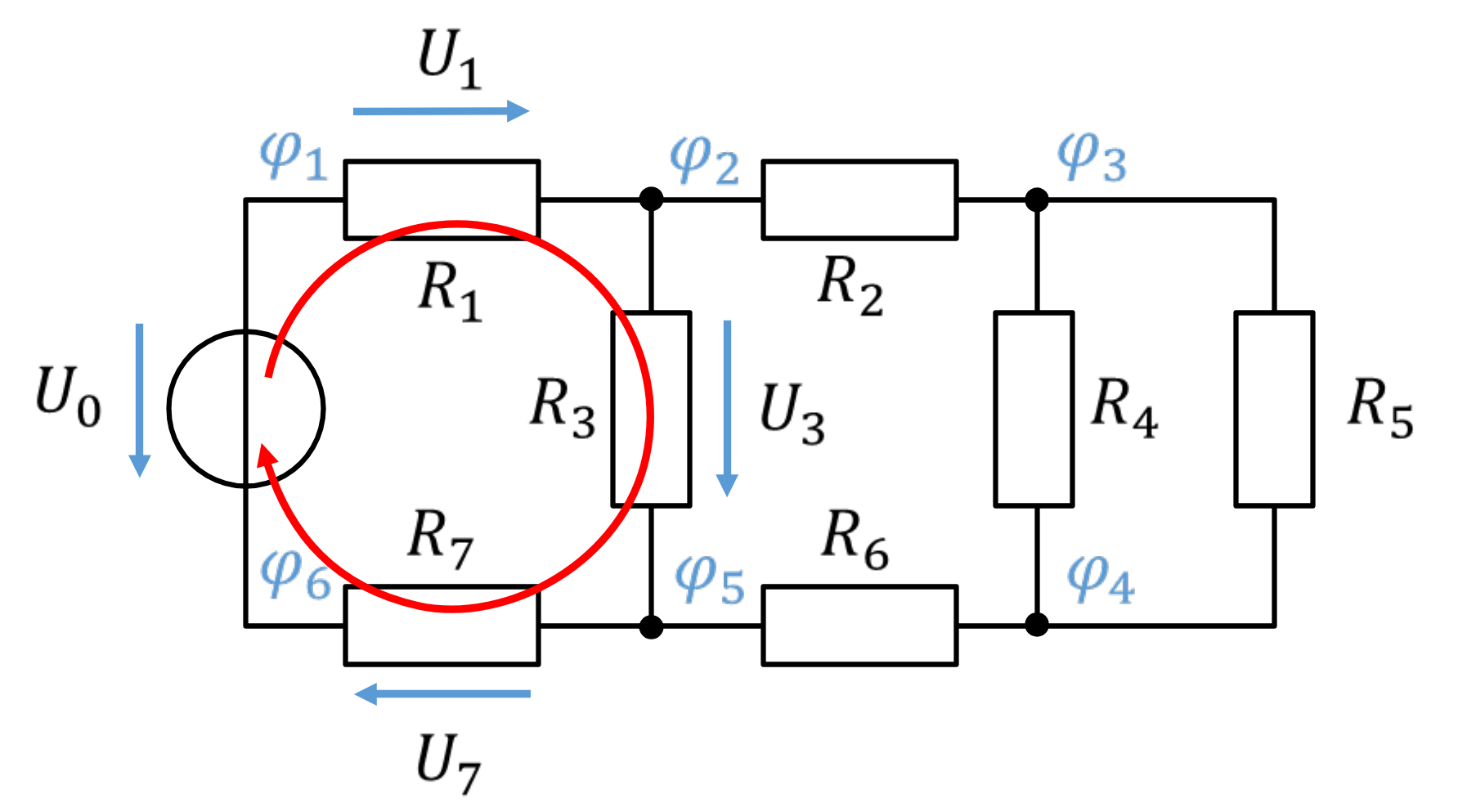 Masche über U0, R1, R3 und R7