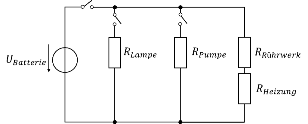 Ersatzschaltbild mit Spannungsquelle und Widerständen