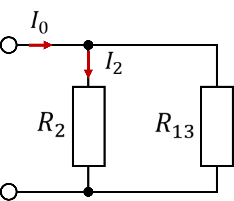 Stromteiler aus R2 und R13