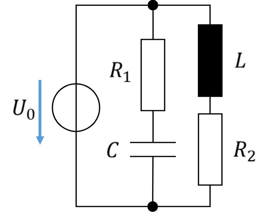 Netzwerk aus R1 und C parallel zu L und R2