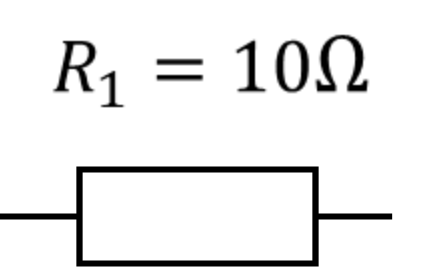 Schaltsymbol eines Widerstands R1 = 10 Ω