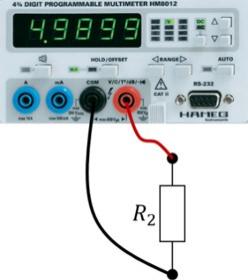 Anschluss des Multimeters zur Widerstandsmessung an R2