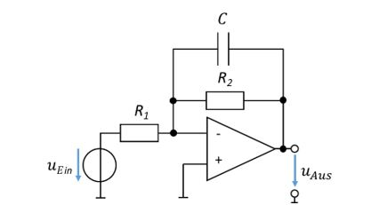 Aktiver Tiefpass mit R_1, R_2 und C